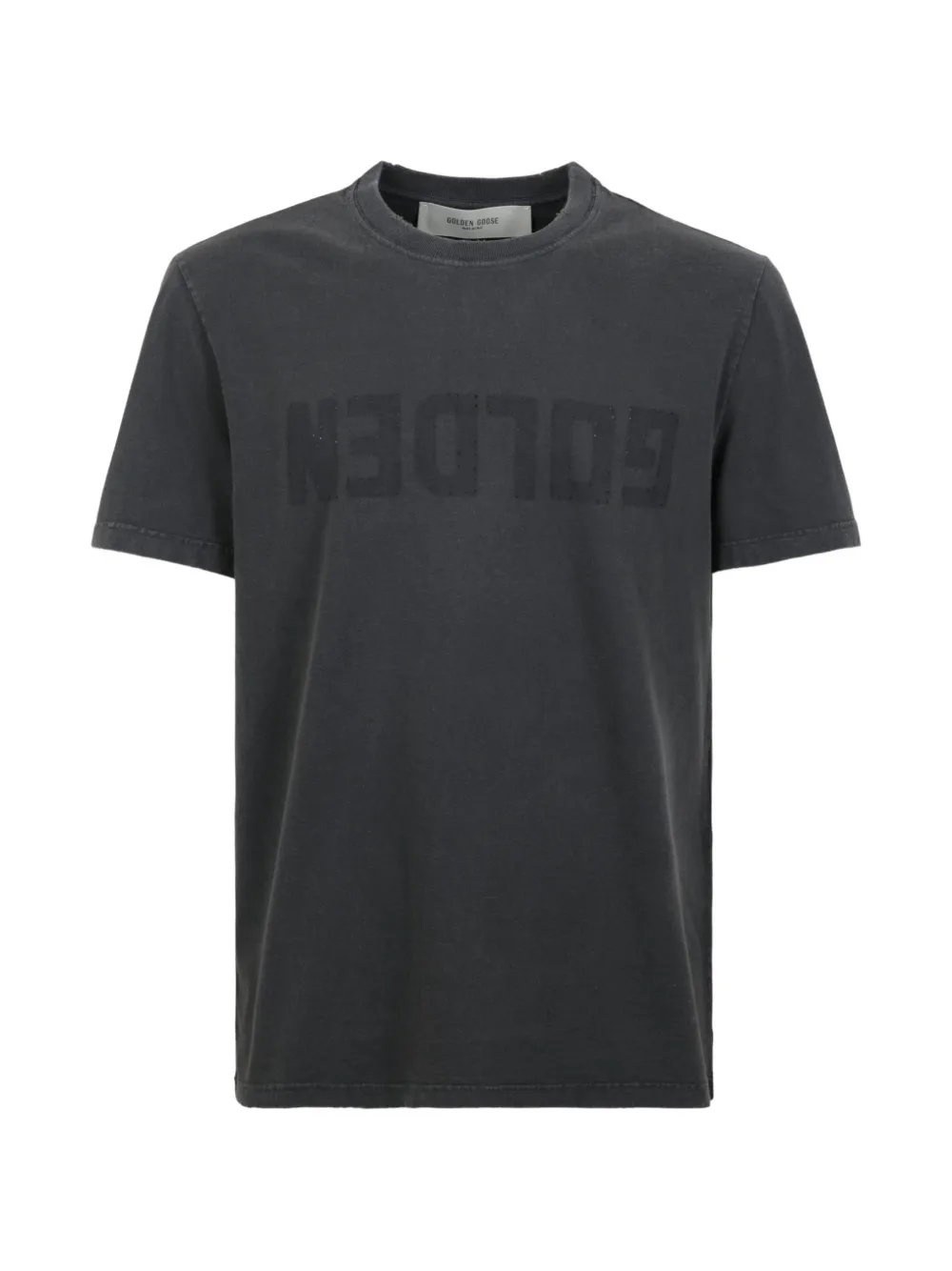 Golden Goose anthracite gray T-shirt with distressed treatment - Nero