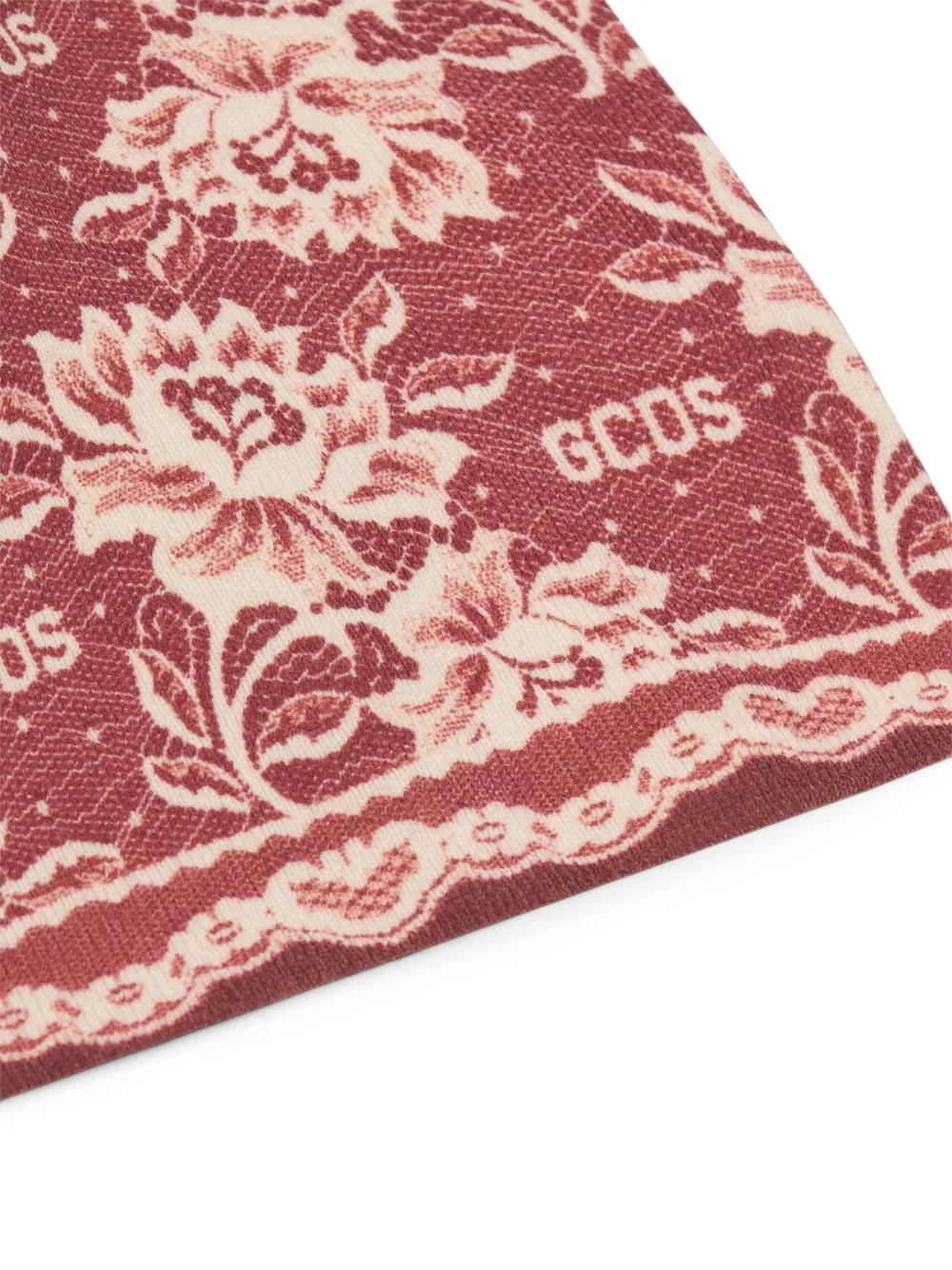 GCDS Gothic floral-print beanie hat Rood