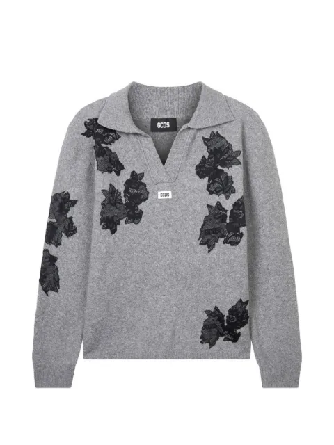 GCDS floral-embroidered wool sweater