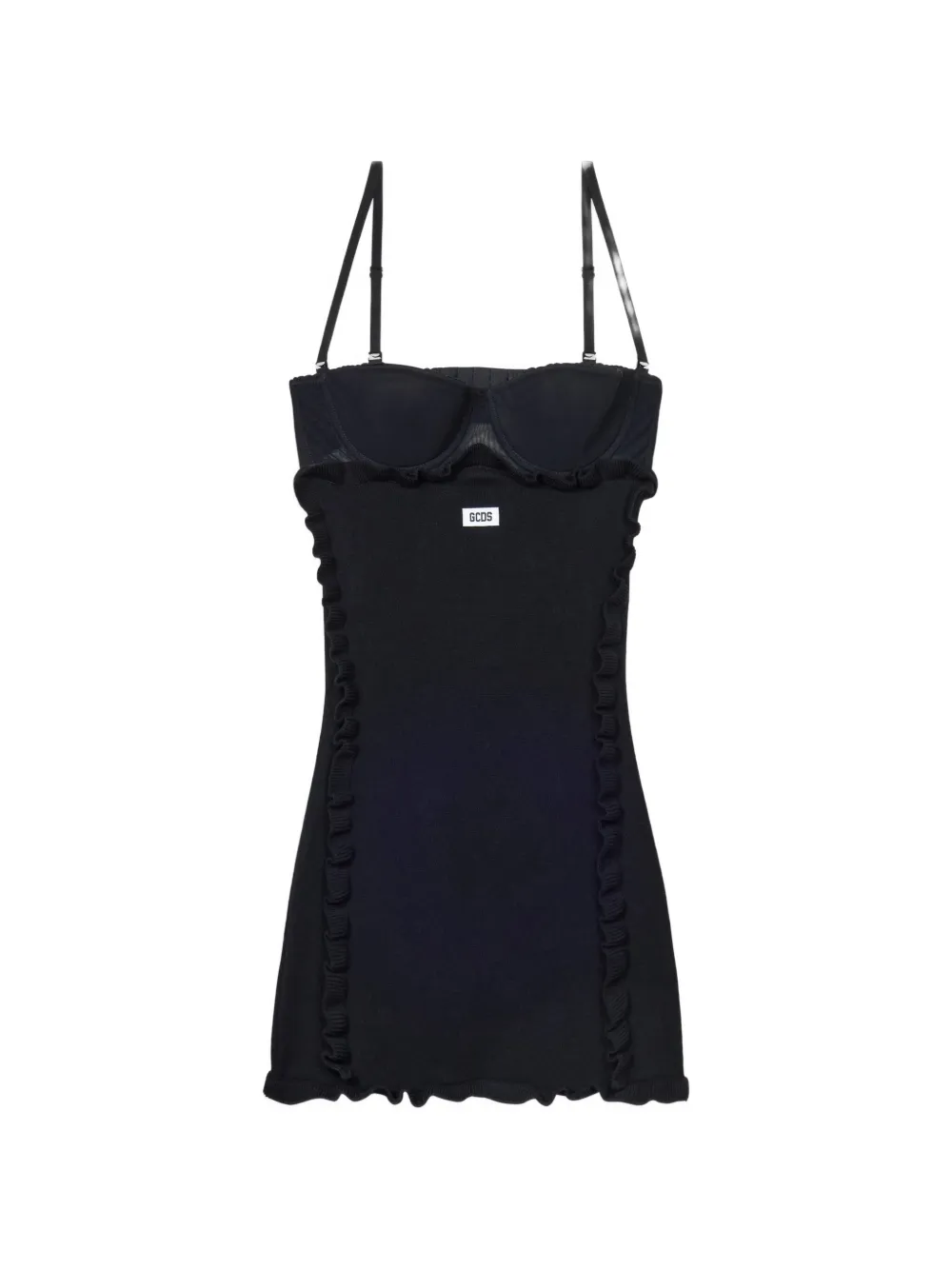 GCDS Medusa ruffle-trimmed mini dress - Schwarz