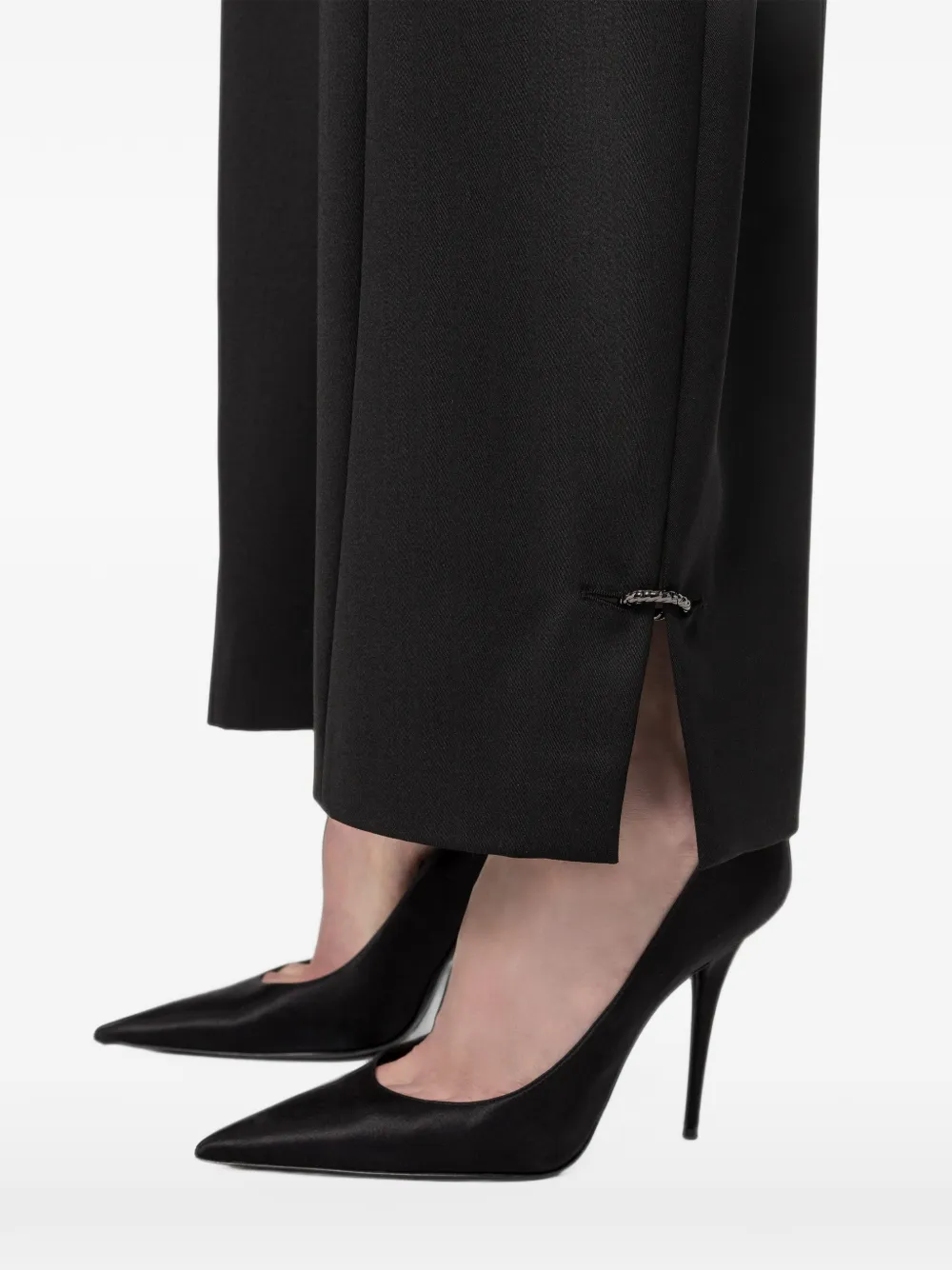 NISSA wool blend barrel-leg pants Zwart