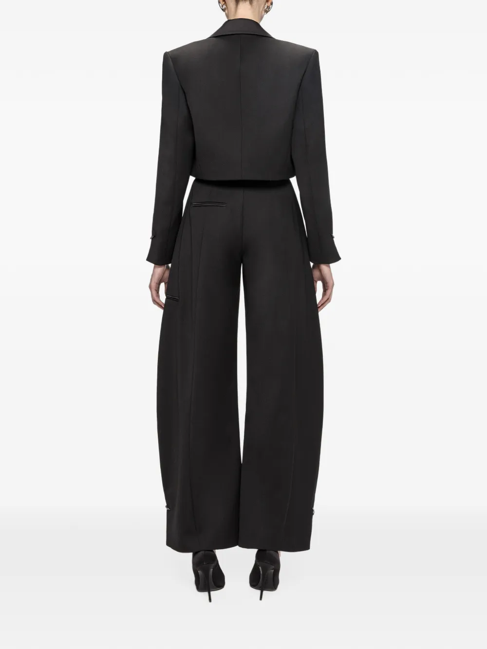 NISSA wool blend barrel-leg pants Zwart