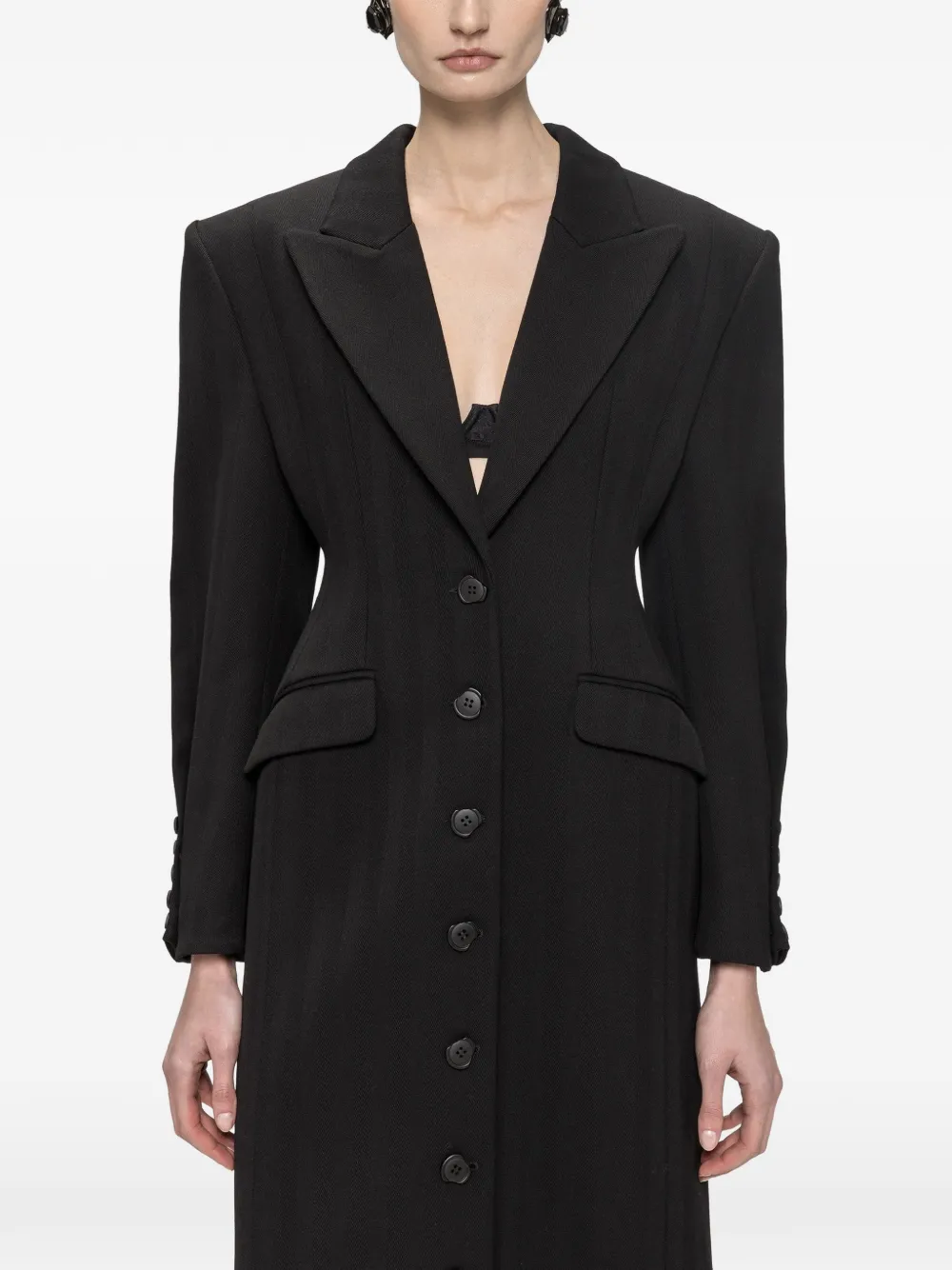 NISSA fitted wool-blend coat - Noir NISSA fitted wool-blend coat - Noir