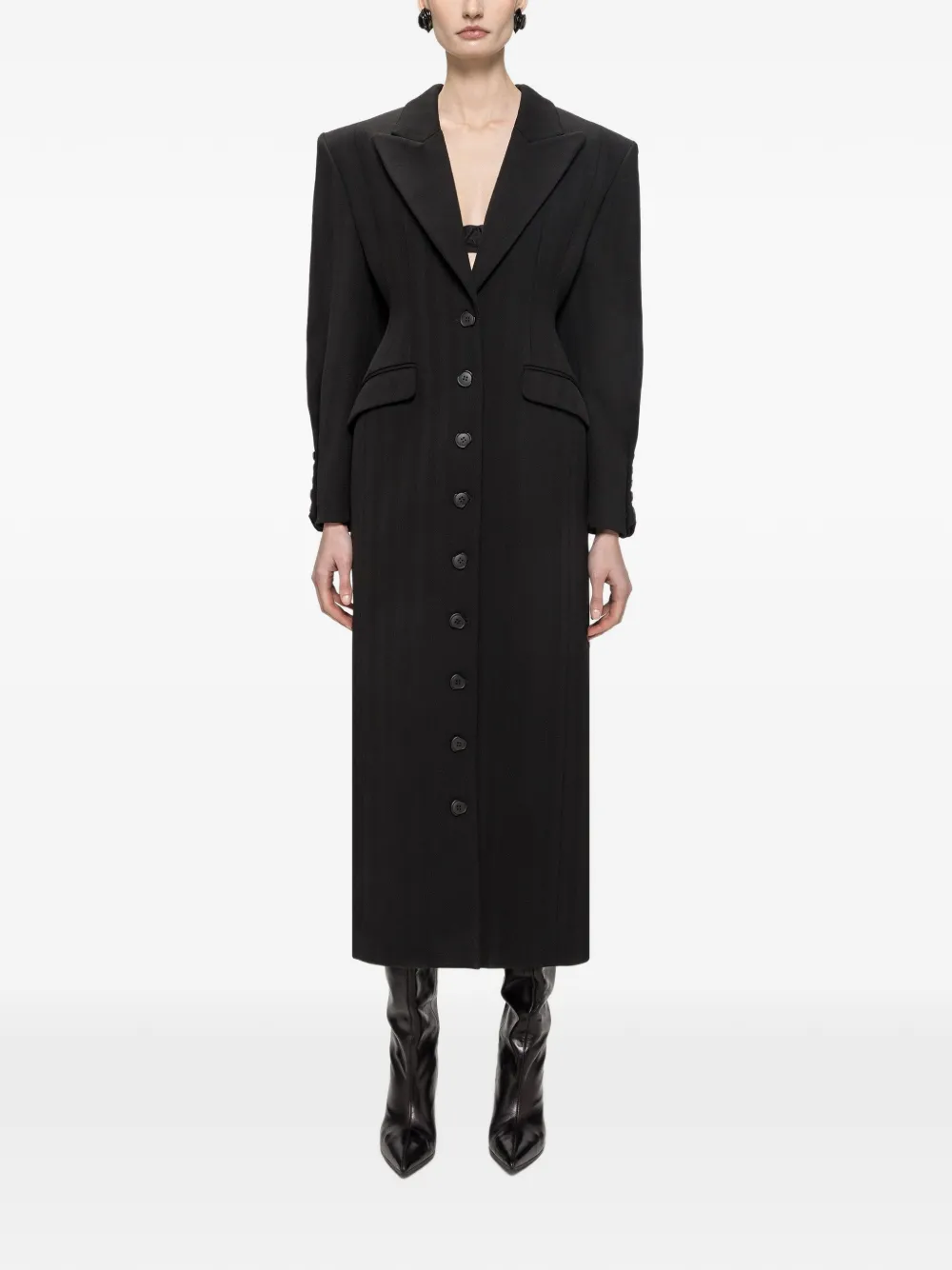 NISSA fitted wool-blend coat Zwart