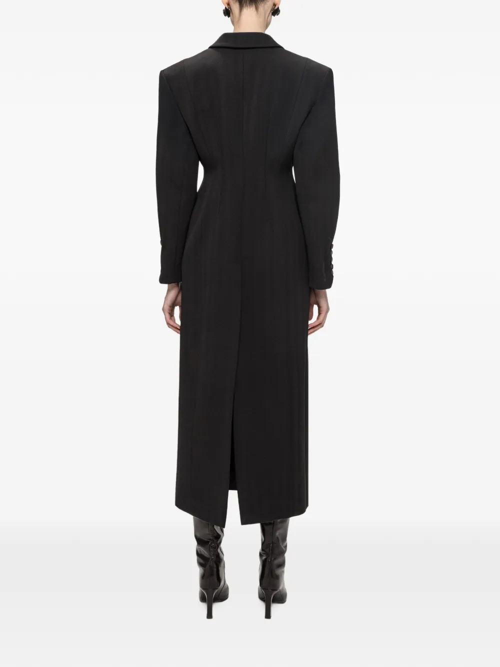 NISSA fitted wool-blend coat Zwart