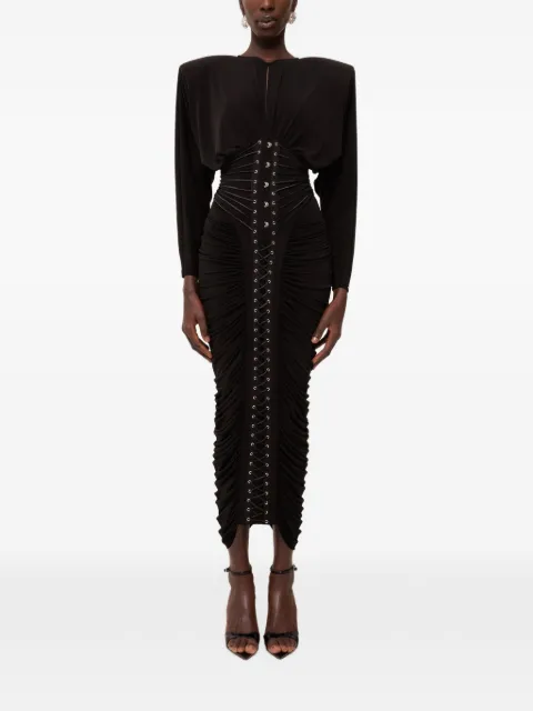 NISSA lace-up ruched dress