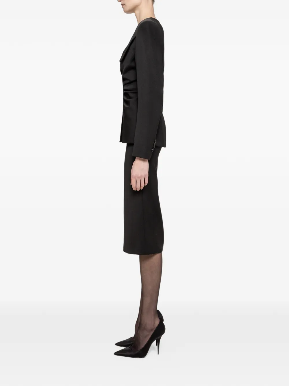 NISSA wool-blend button detail midi skirt Zwart