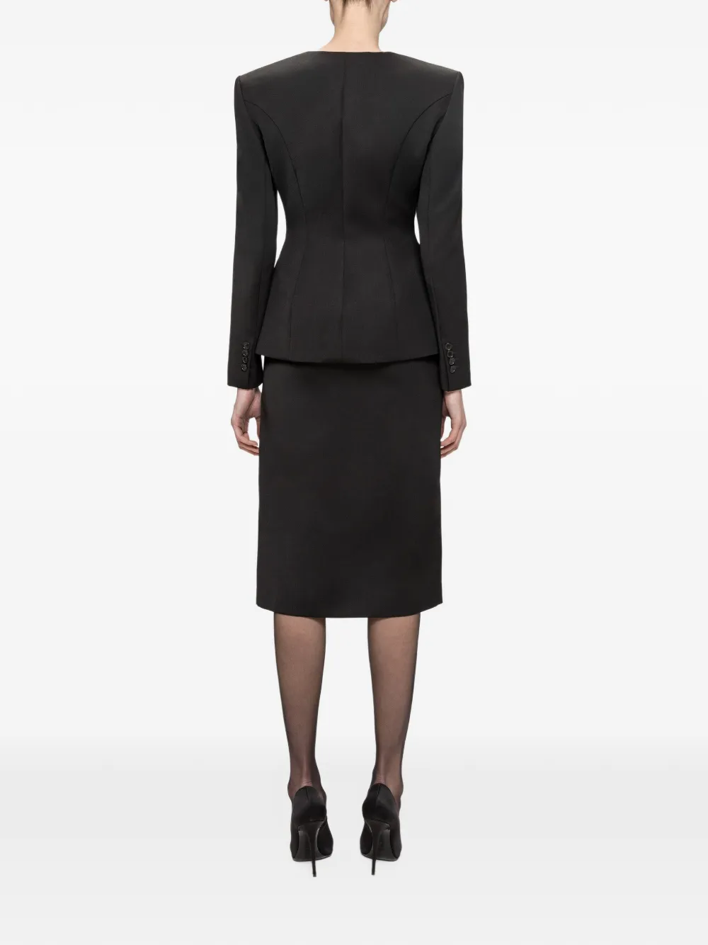 NISSA wool-blend button detail midi skirt Zwart