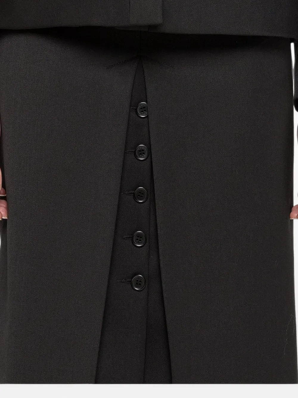 NISSA wool-blend button detail midi skirt - Schwarz