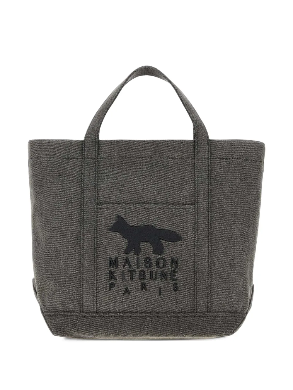 Maison Kitsuné logo-patch canvas tote bag Zwart