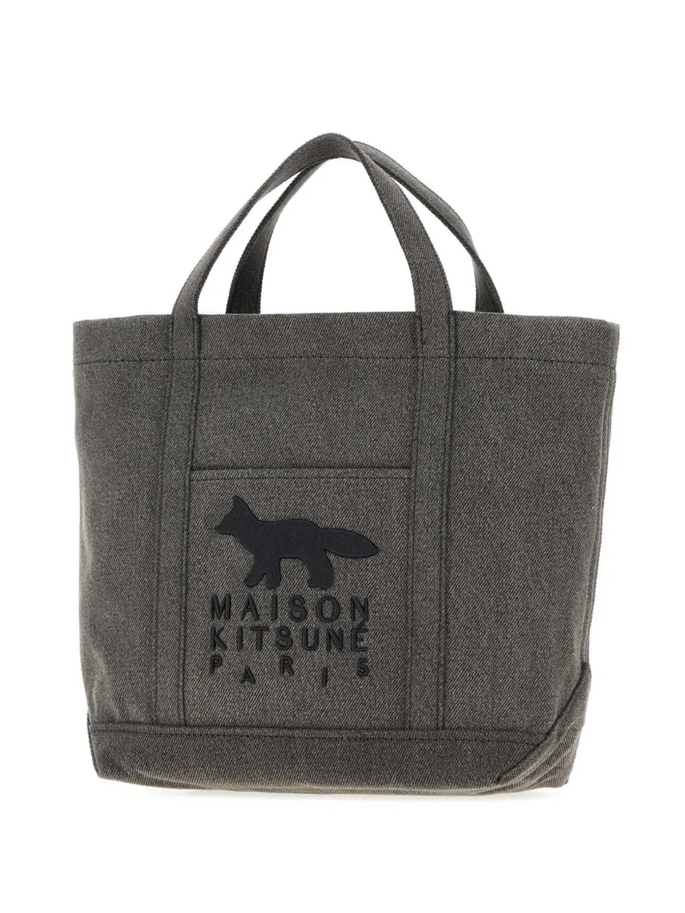 Maison Kitsuné logo-patch canvas tote bag Zwart