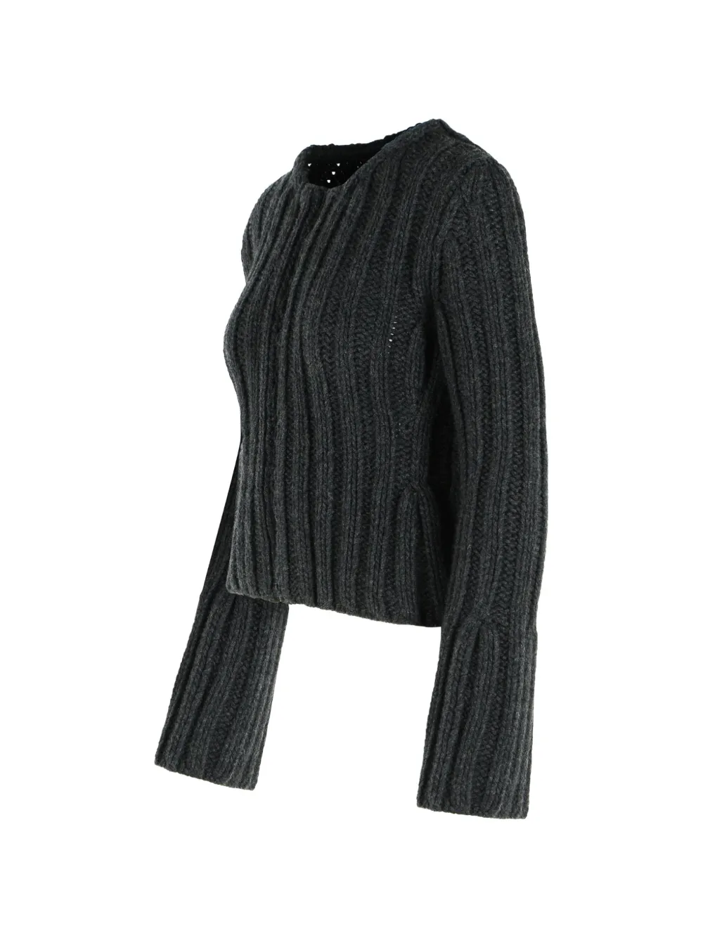 KHAITE Janis ribbed-knit cardigan Grijs