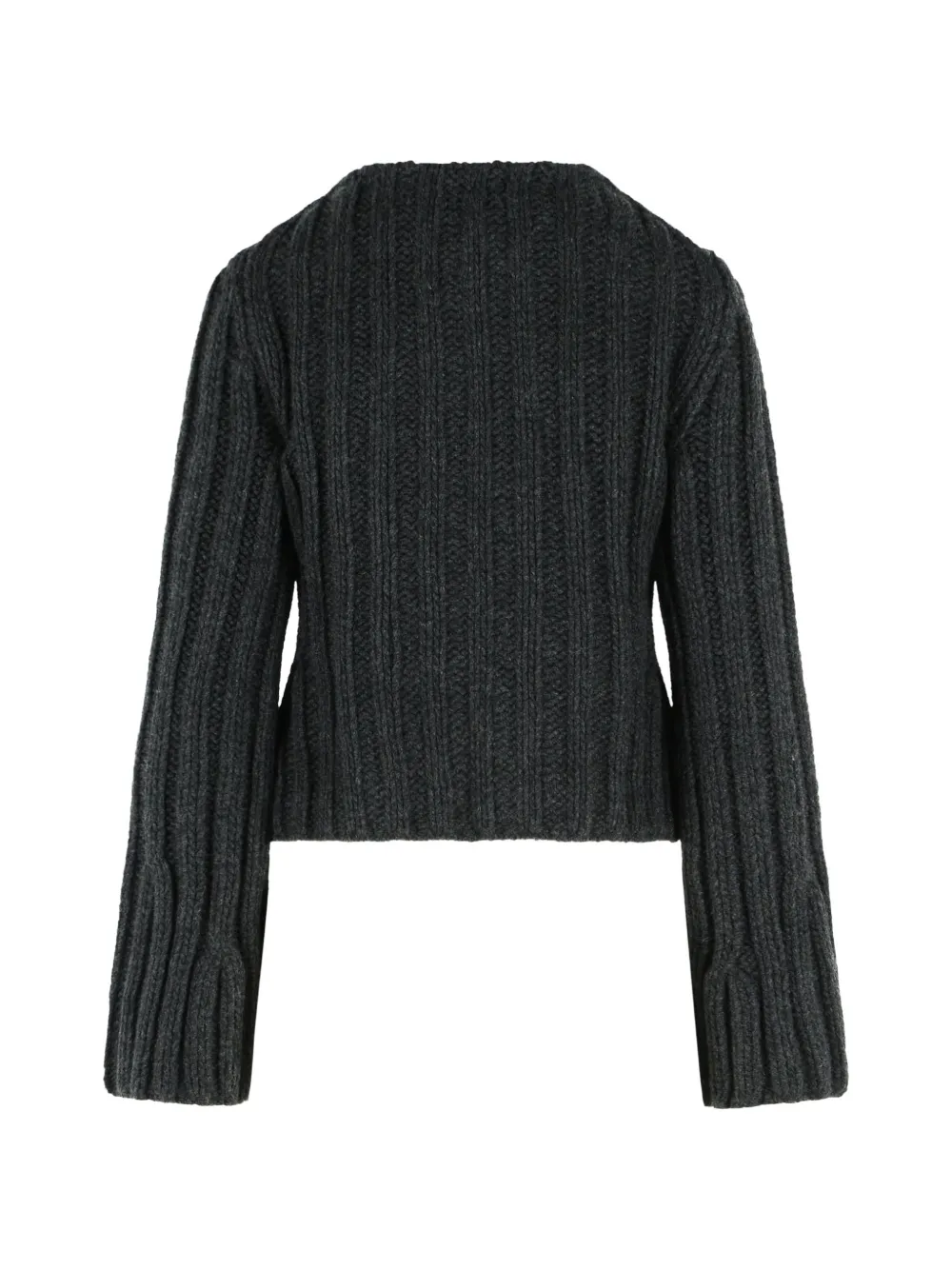 KHAITE Janis ribbed-knit cardigan Grijs
