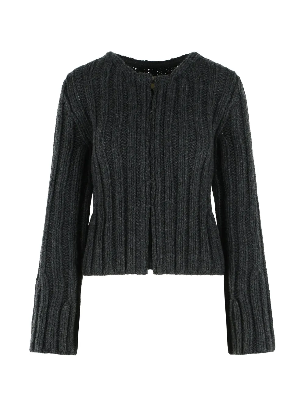 KHAITE Janis ribbed-knit cardigan - Grau
