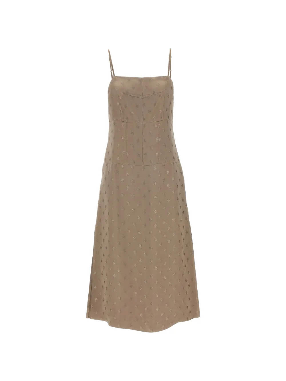 FENDI floral-jacquard silk midi dress Beige