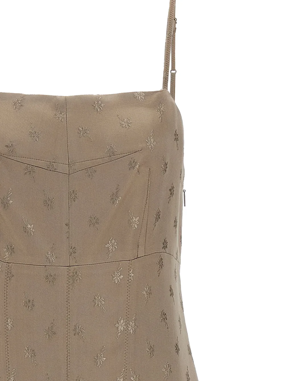 FENDI floral-jacquard silk midi dress Beige