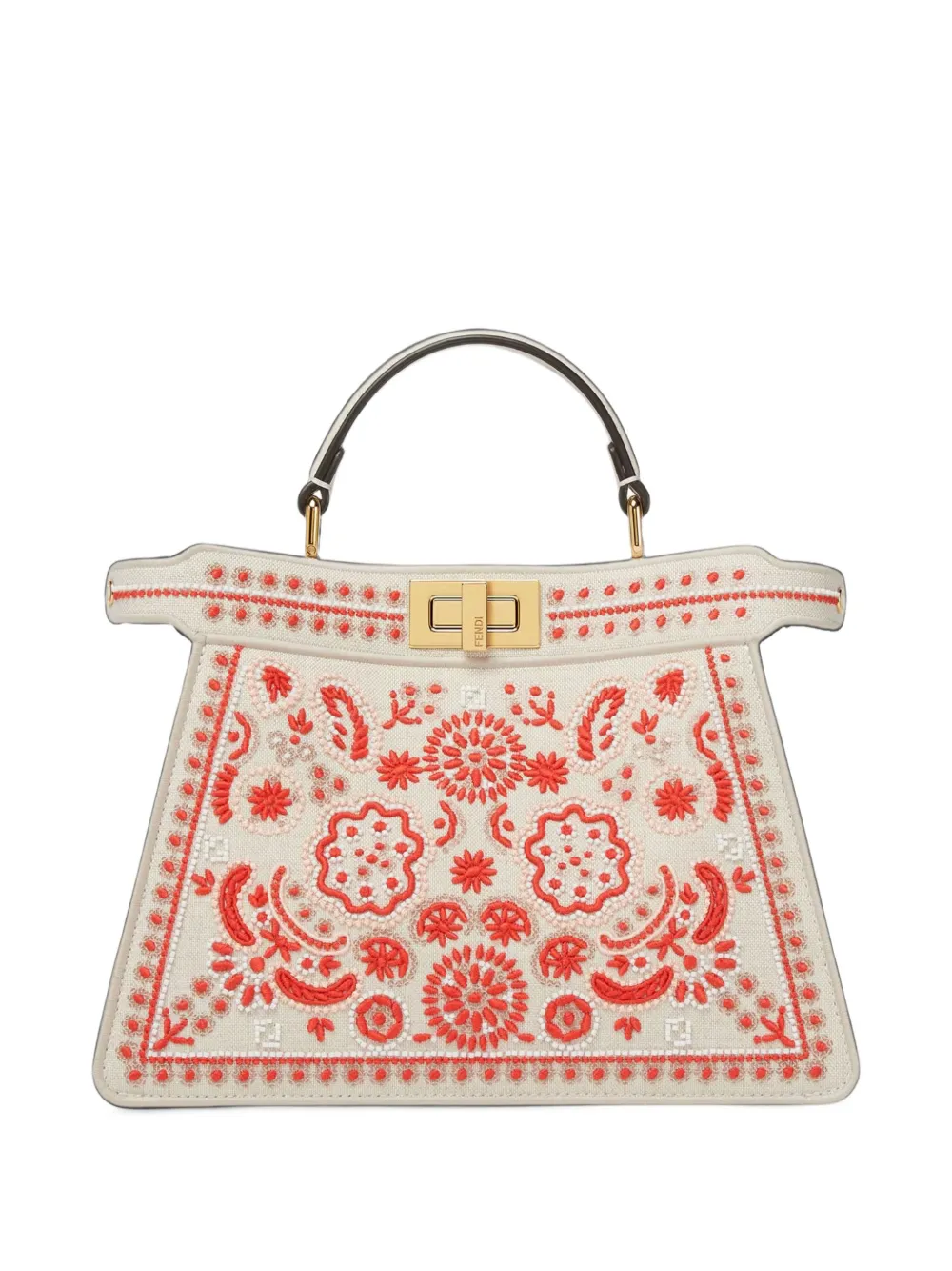 FENDI small Peekaboo ISeeU embroidered tote bag Wit