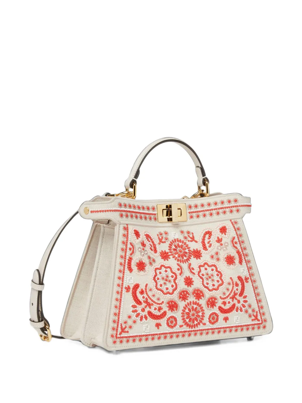 FENDI small Peekaboo ISeeU embroidered tote bag Wit