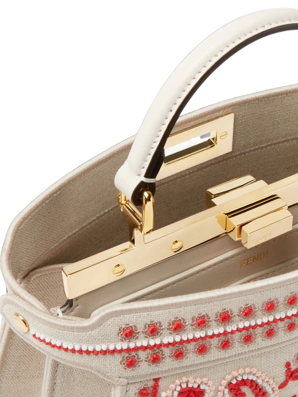 FENDI small Peekaboo ISeeU embroidered tote bag Wit