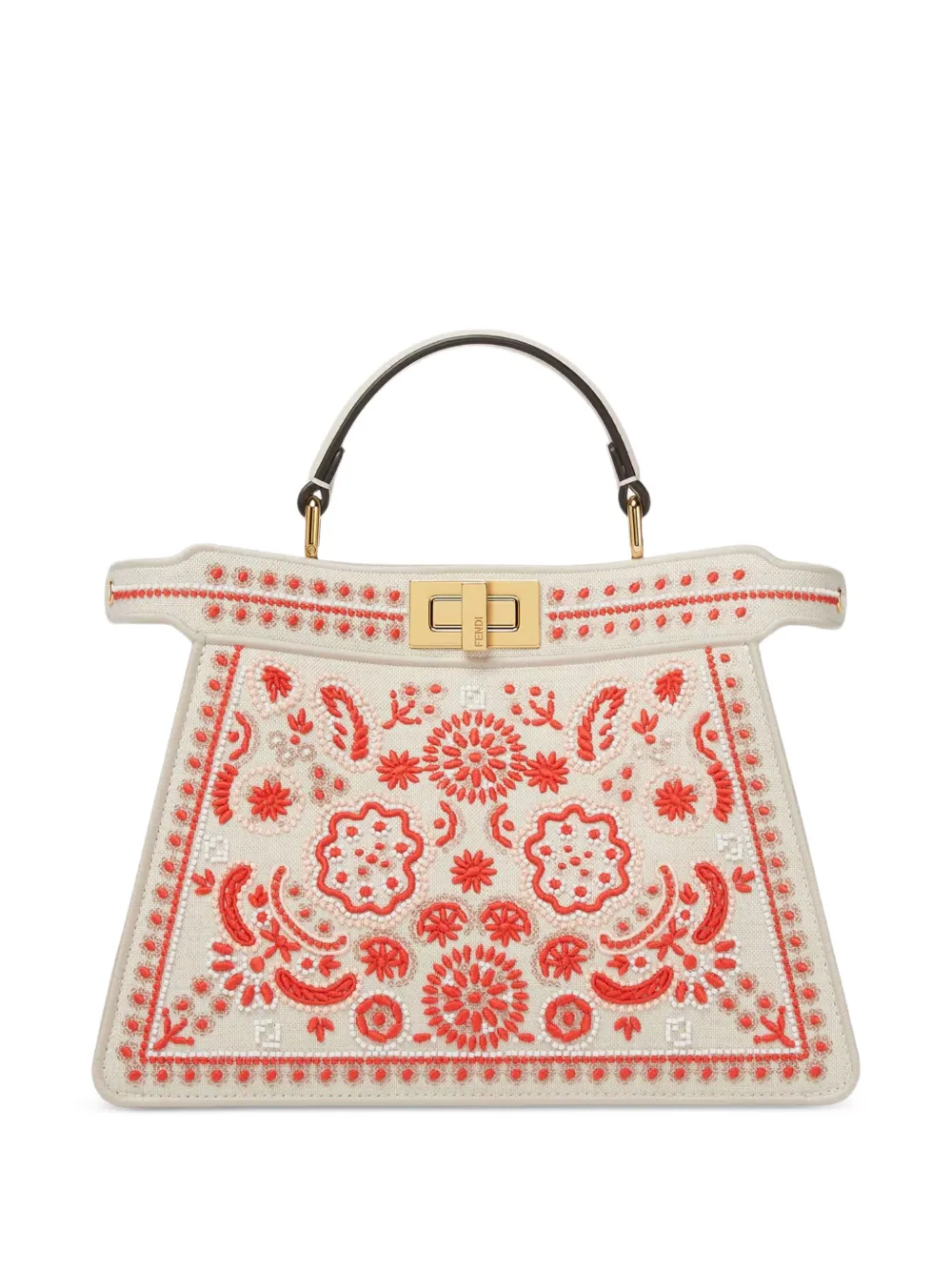 FENDI small Peekaboo ISeeU embroidered tote bag Wit
