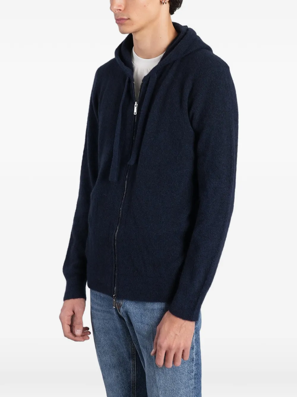 Roberto Collina Gebreide hoodie Blauw