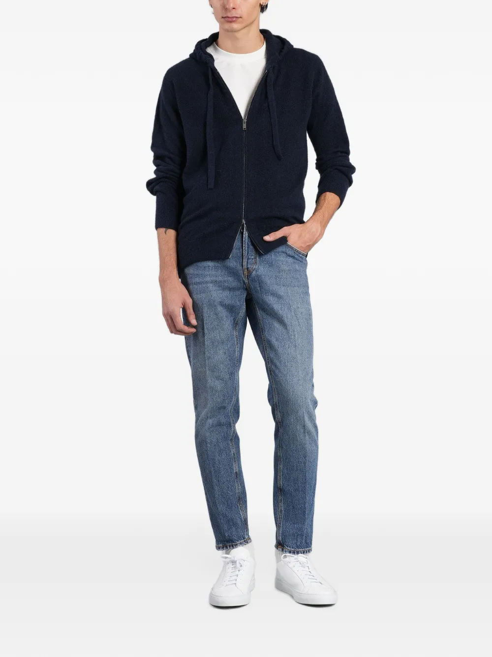 Roberto Collina Gebreide hoodie Blauw