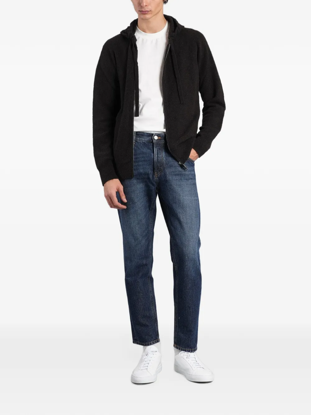 Roberto Collina Gebreide hoodie Zwart