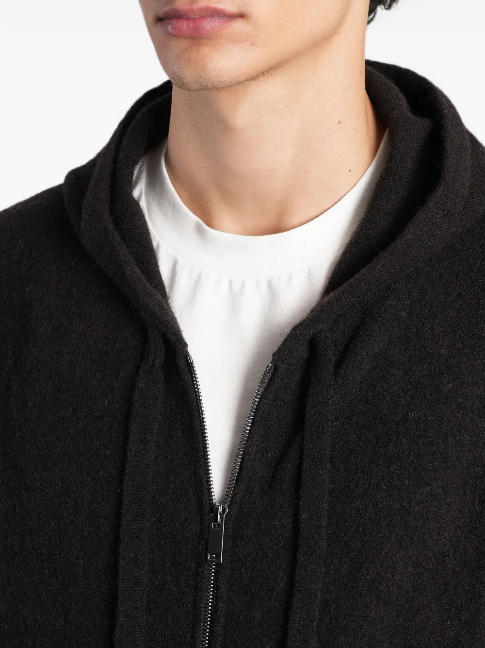Roberto Collina Gebreide hoodie Zwart