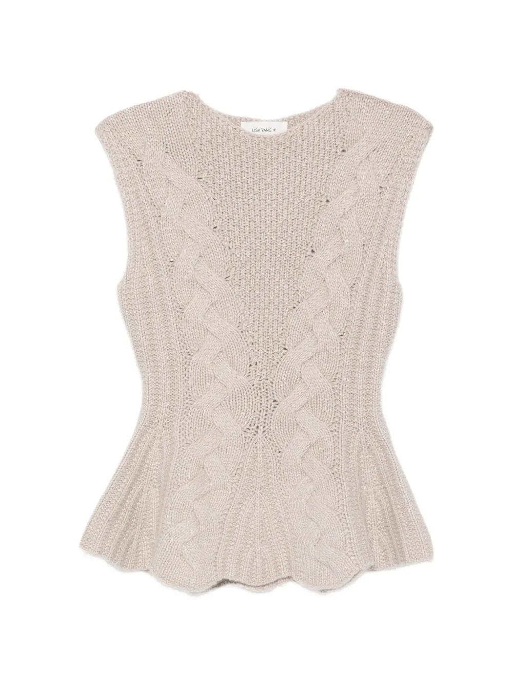 Lisa Yang cable-knit peplum top Beige