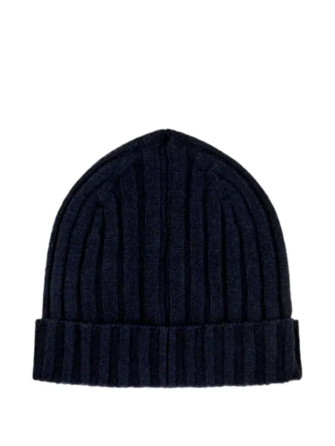 LORENZONI ribbed-knit cashmere beanie hat