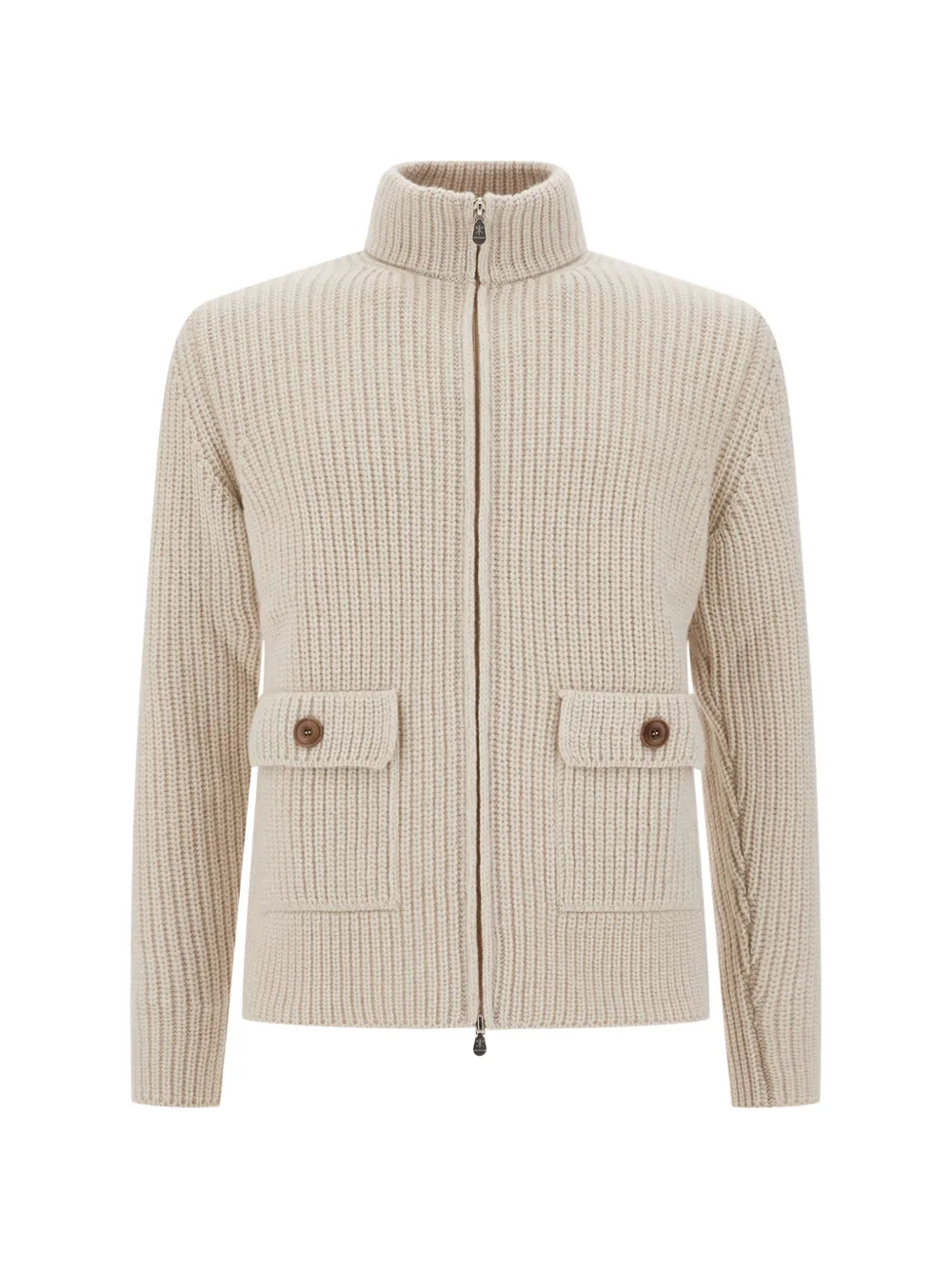 LORENZONI ribbed-knit zip-up cardigan - Toni neutri
