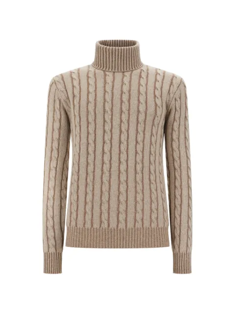 LORENZONI cable-knit roll-neck sweater