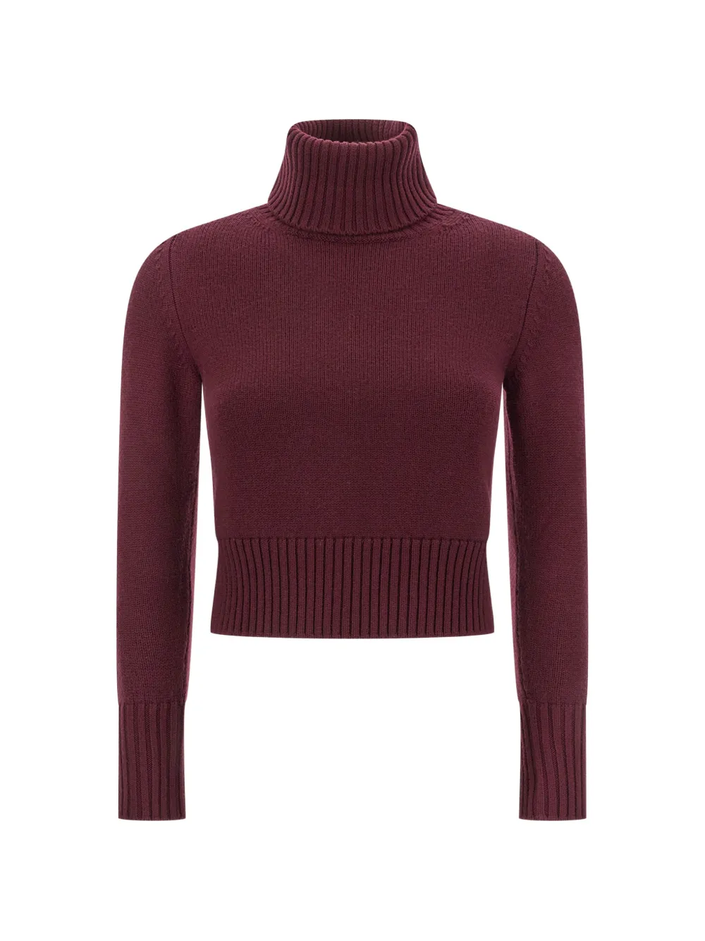 Alpha Studio Roll-neck Cropped Sweater In Purple