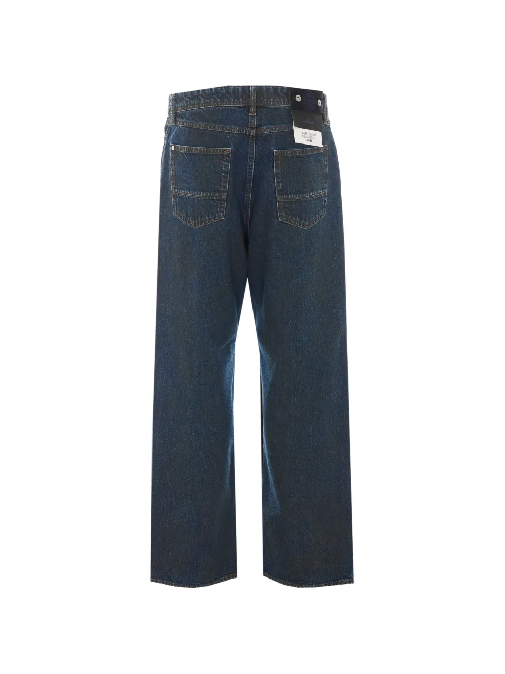 Stone Island J100006 laser-pigment indigo-denim jeans Blauw