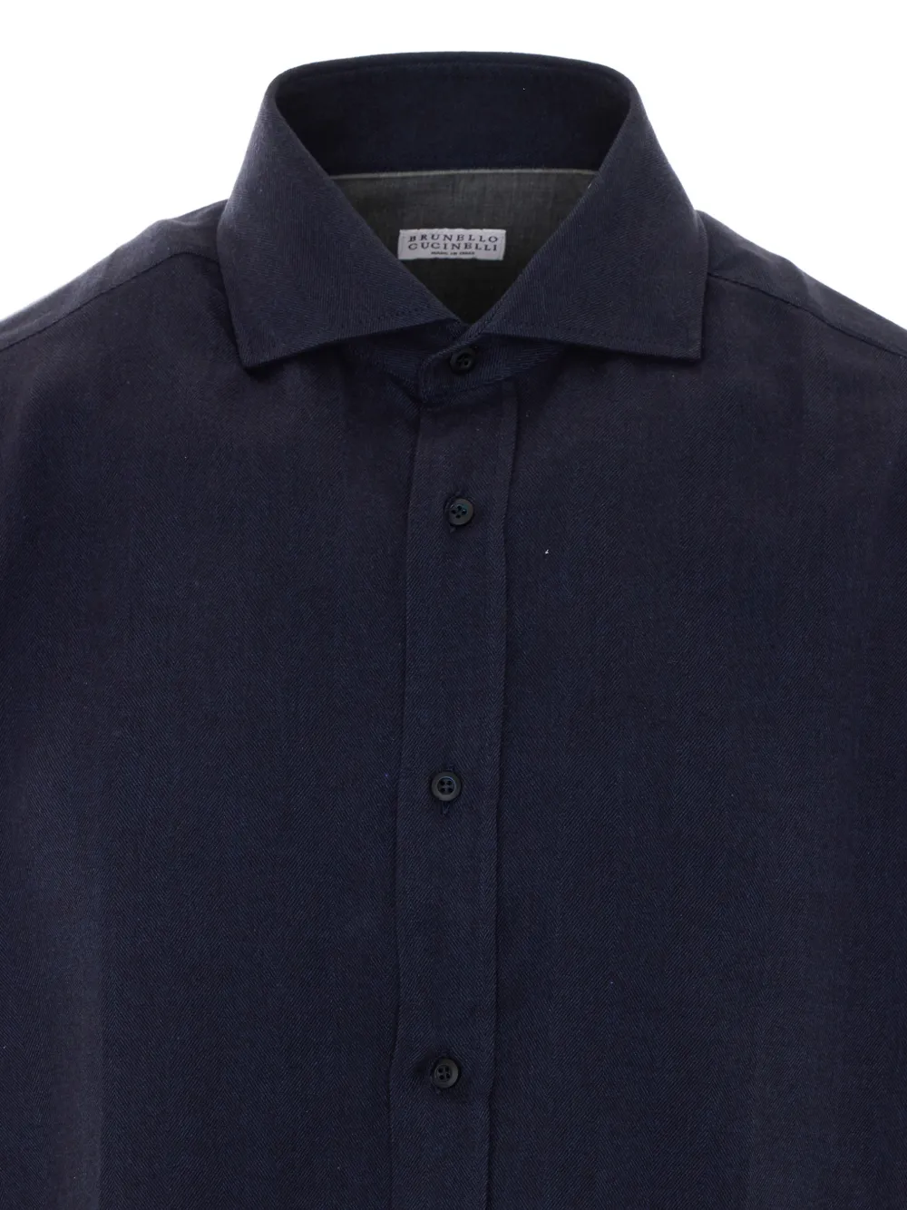 Brunello Cucinelli herringbone-weave long-sleeve shirt Blauw