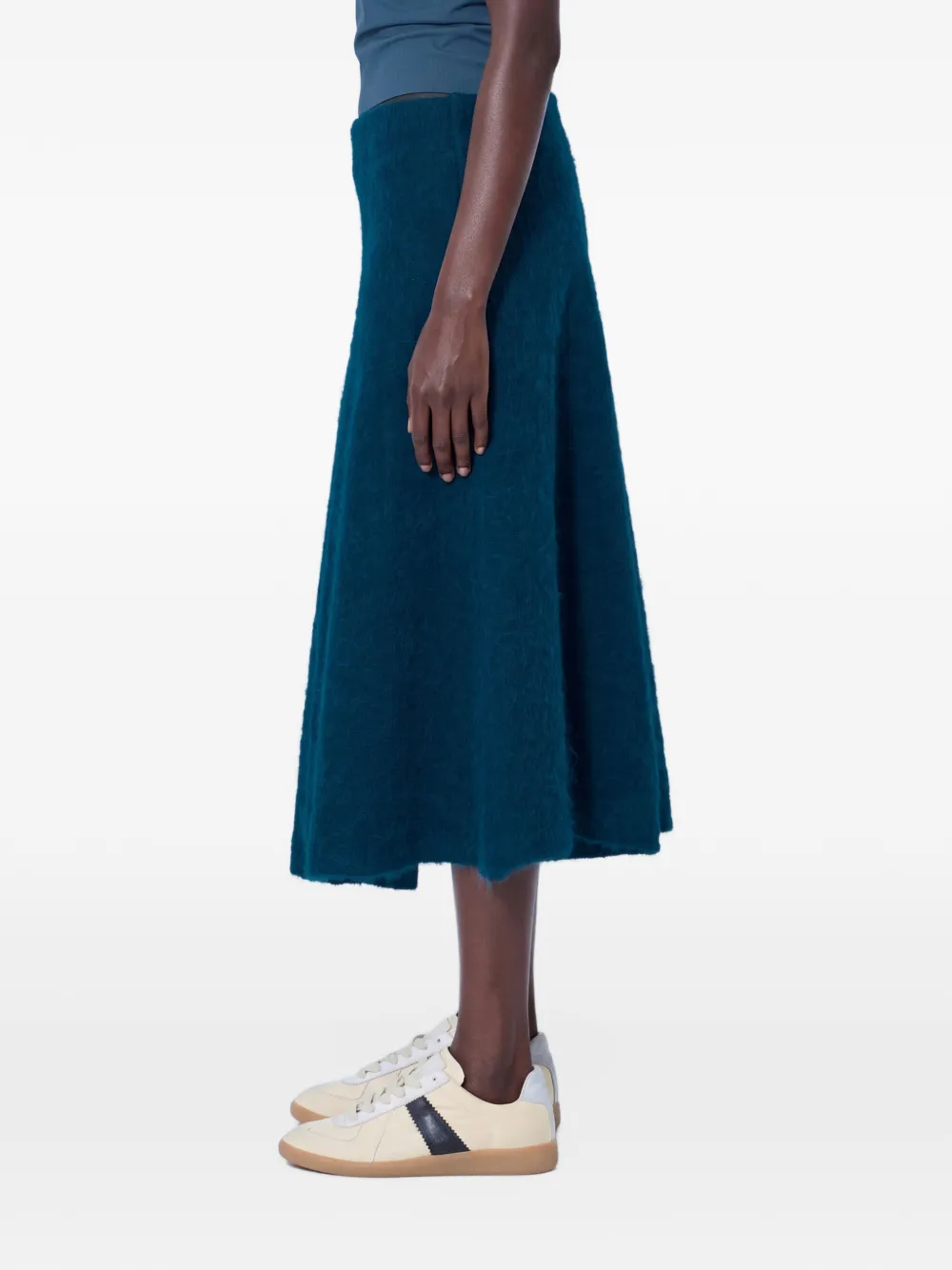 Lacoste Runway alpaca midi skirt Blauw