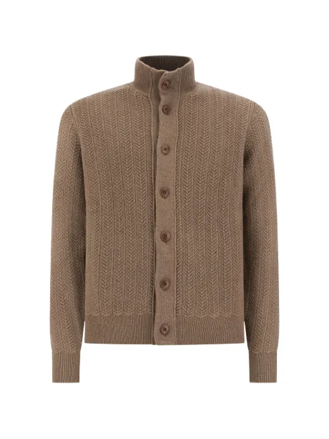 LORENZONI chevron-knit high-neck cardigan