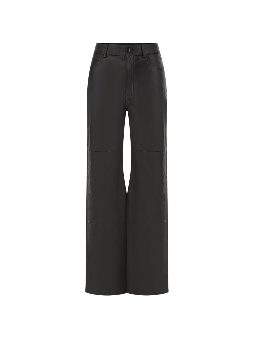 TRUE AVENUE logo-patch leather trousers Zwart
