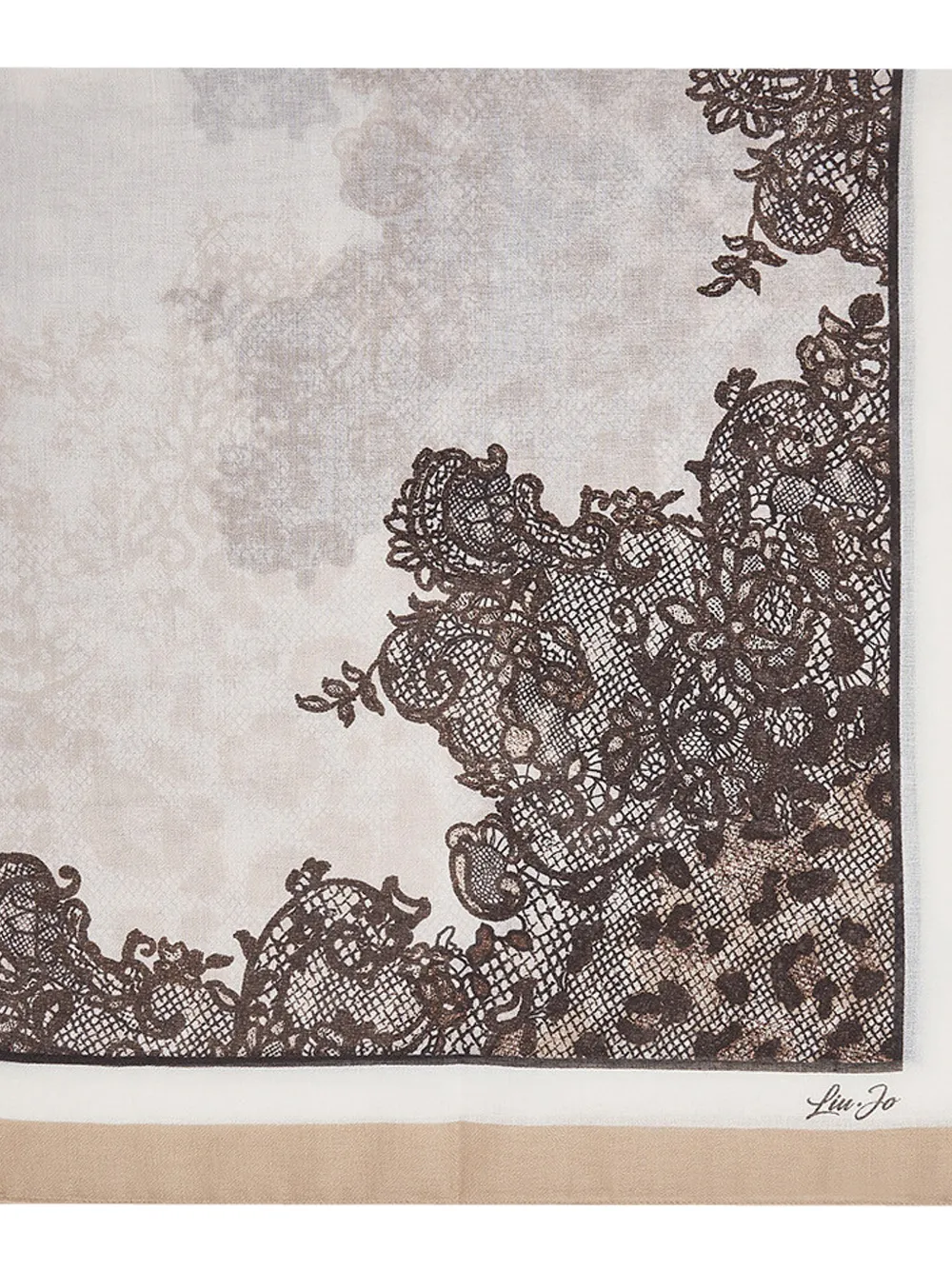LIU JO leopard-print lace-pattern scarf Beige