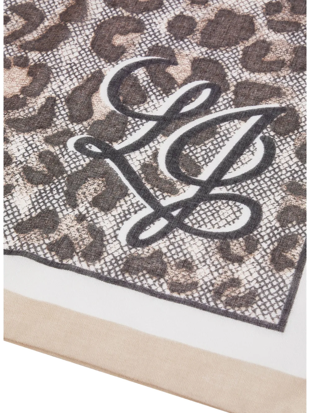 LIU JO leopard-print lace-pattern scarf Beige
