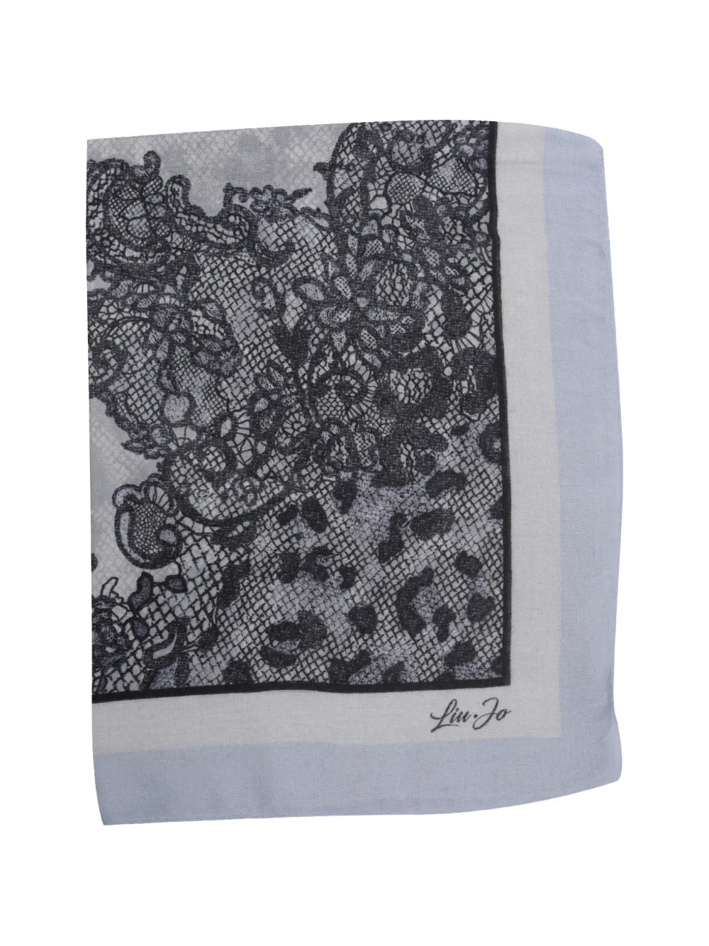 LIU JO lace-print logo scarf - Blu