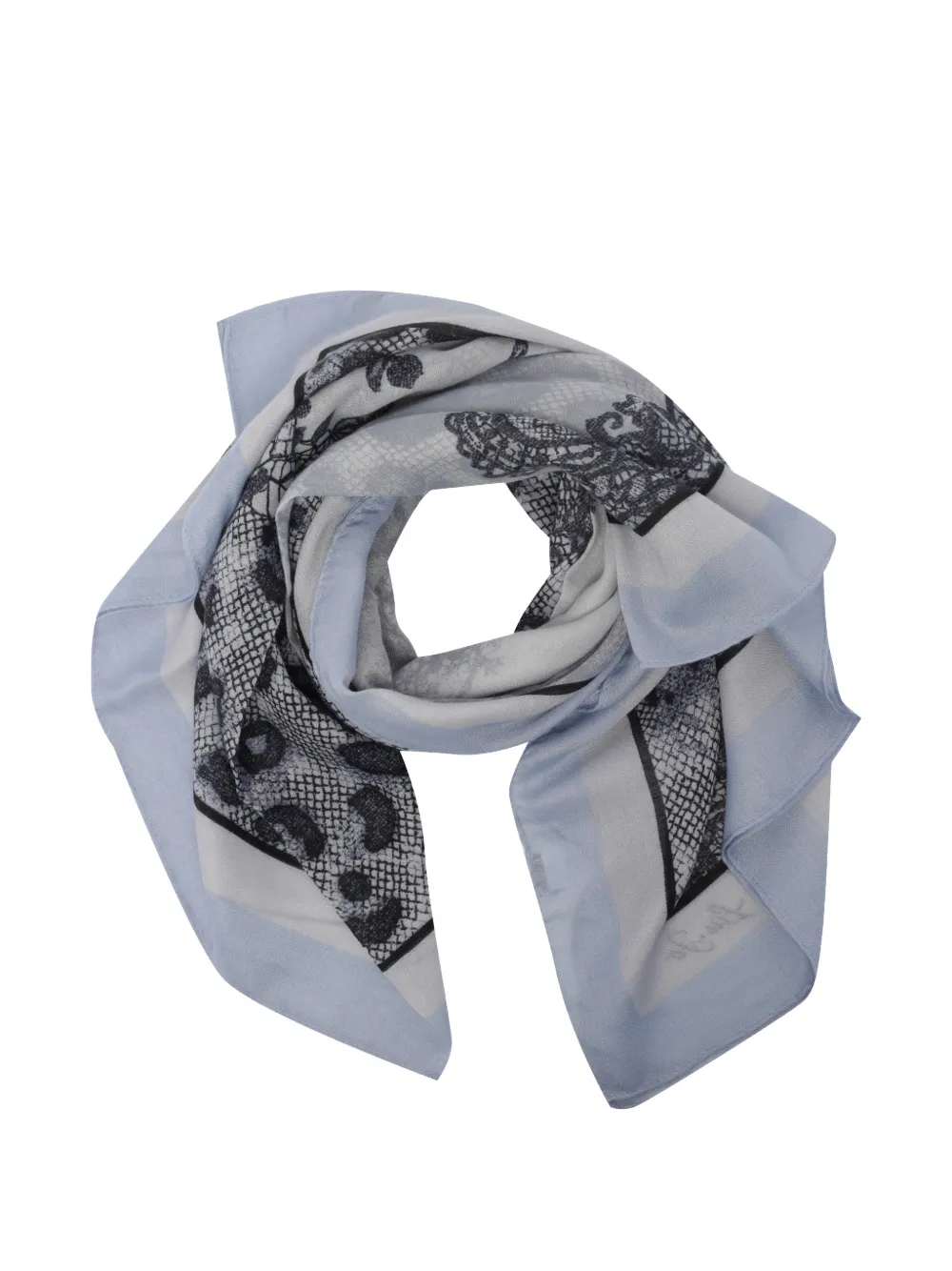 LIU JO lace-print logo scarf Blauw