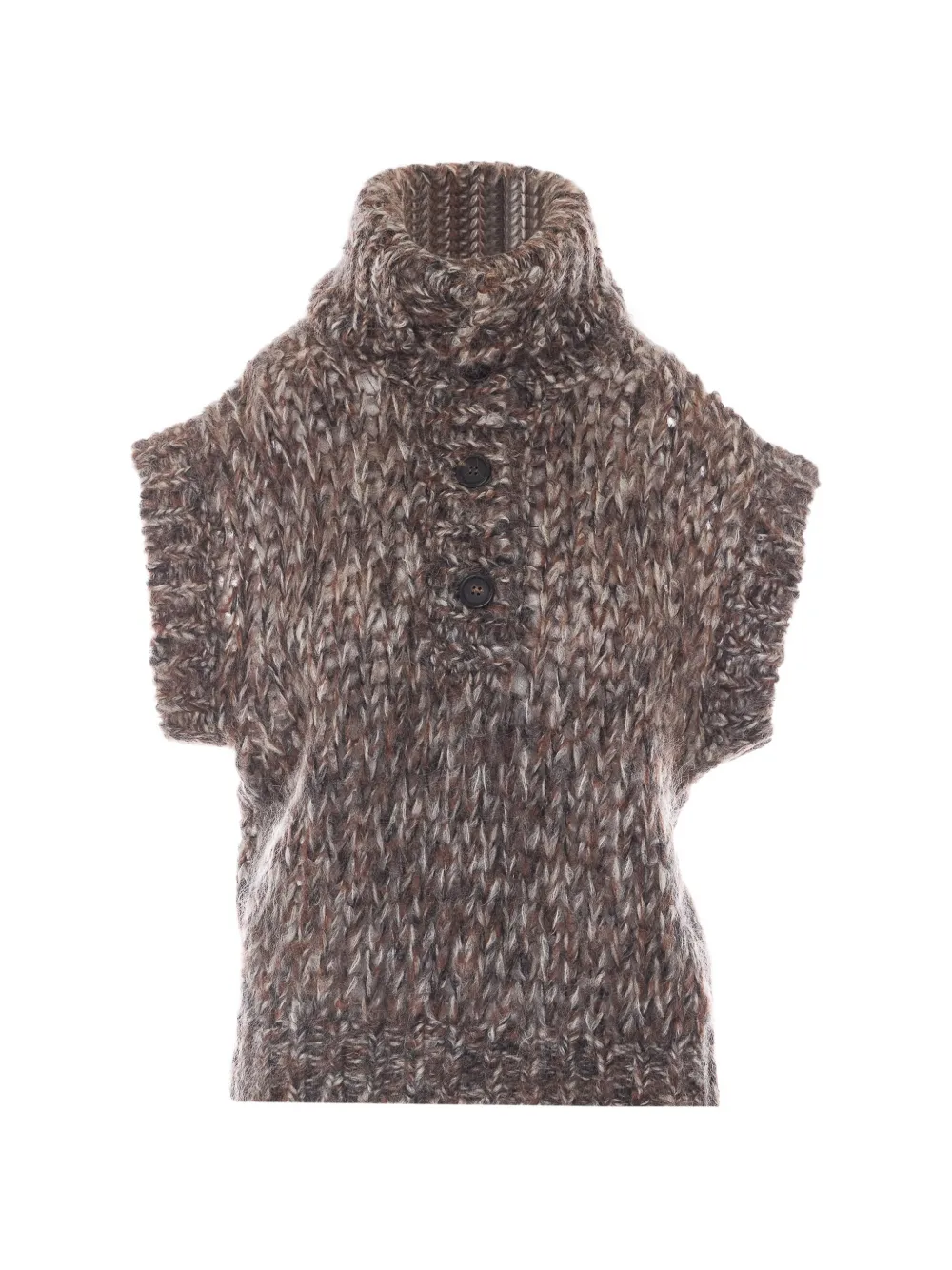 Brunello Cucinelli malfilé mohair turtleneck sweater vest - Marron