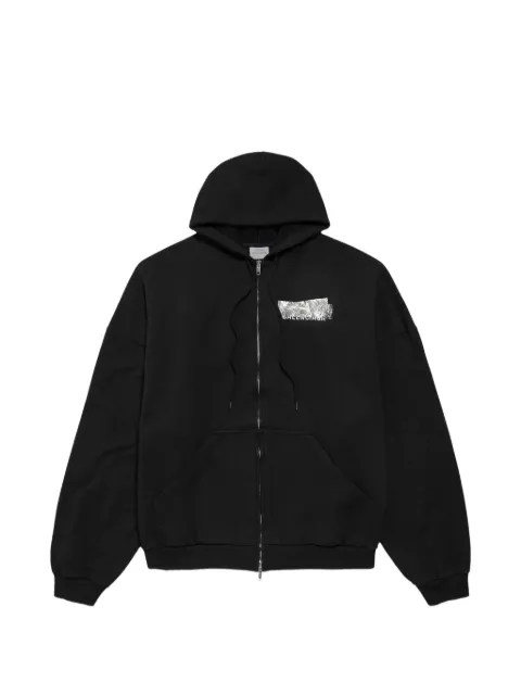 Balenciaga silver-tape Balenciaga-back large zip-up hoodie in black