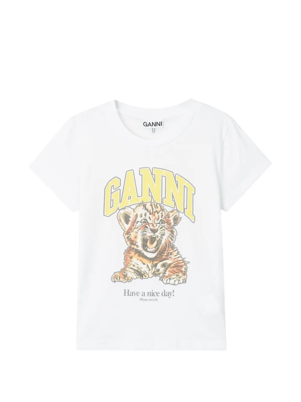 GANNI baby-fit T-shirt with tiger - Weiß