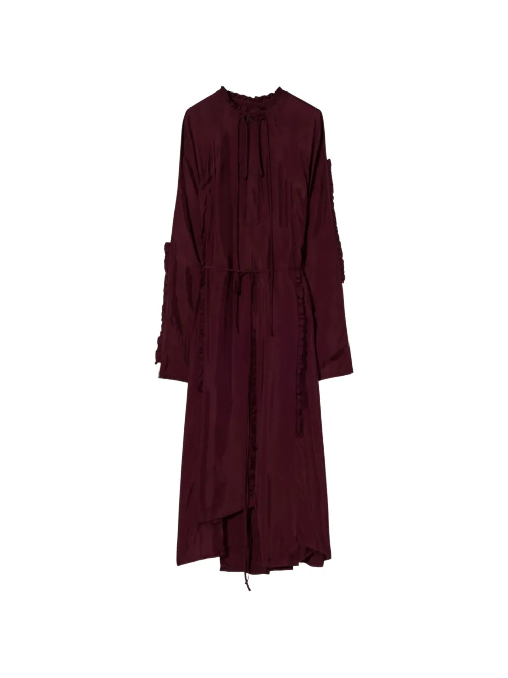 Plan C ruffled belted midi dress - Rot