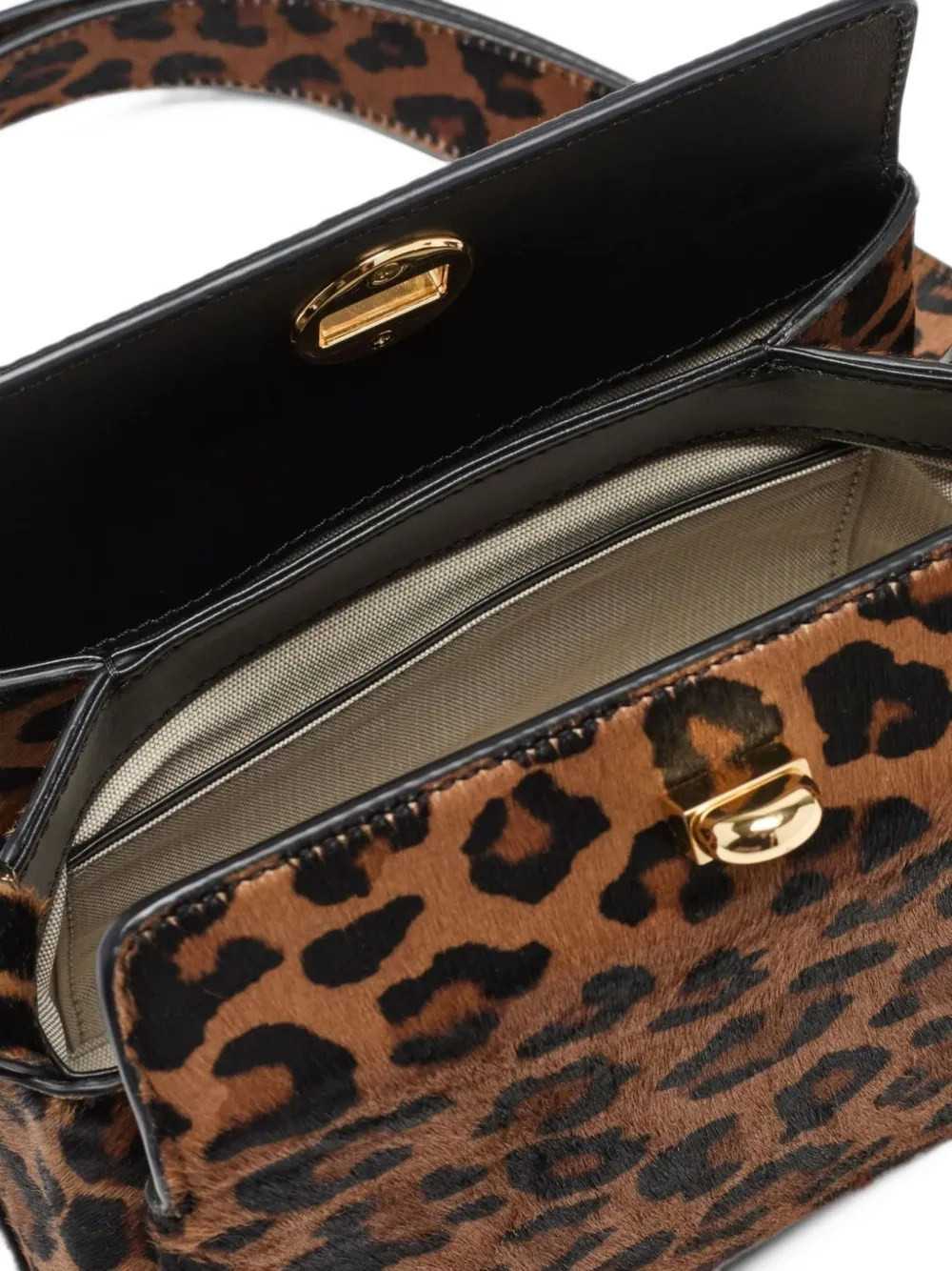 Plan C mini Folded leopard-print leather shoulder bag Bruin