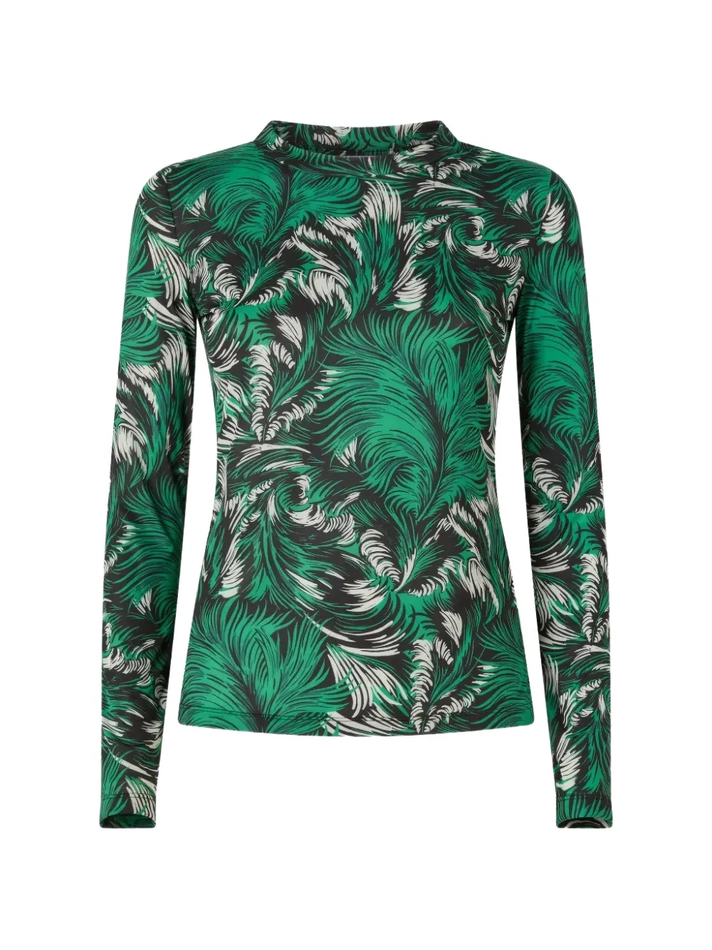 La DoubleJ feather-print long-sleeved T-shirt Groen