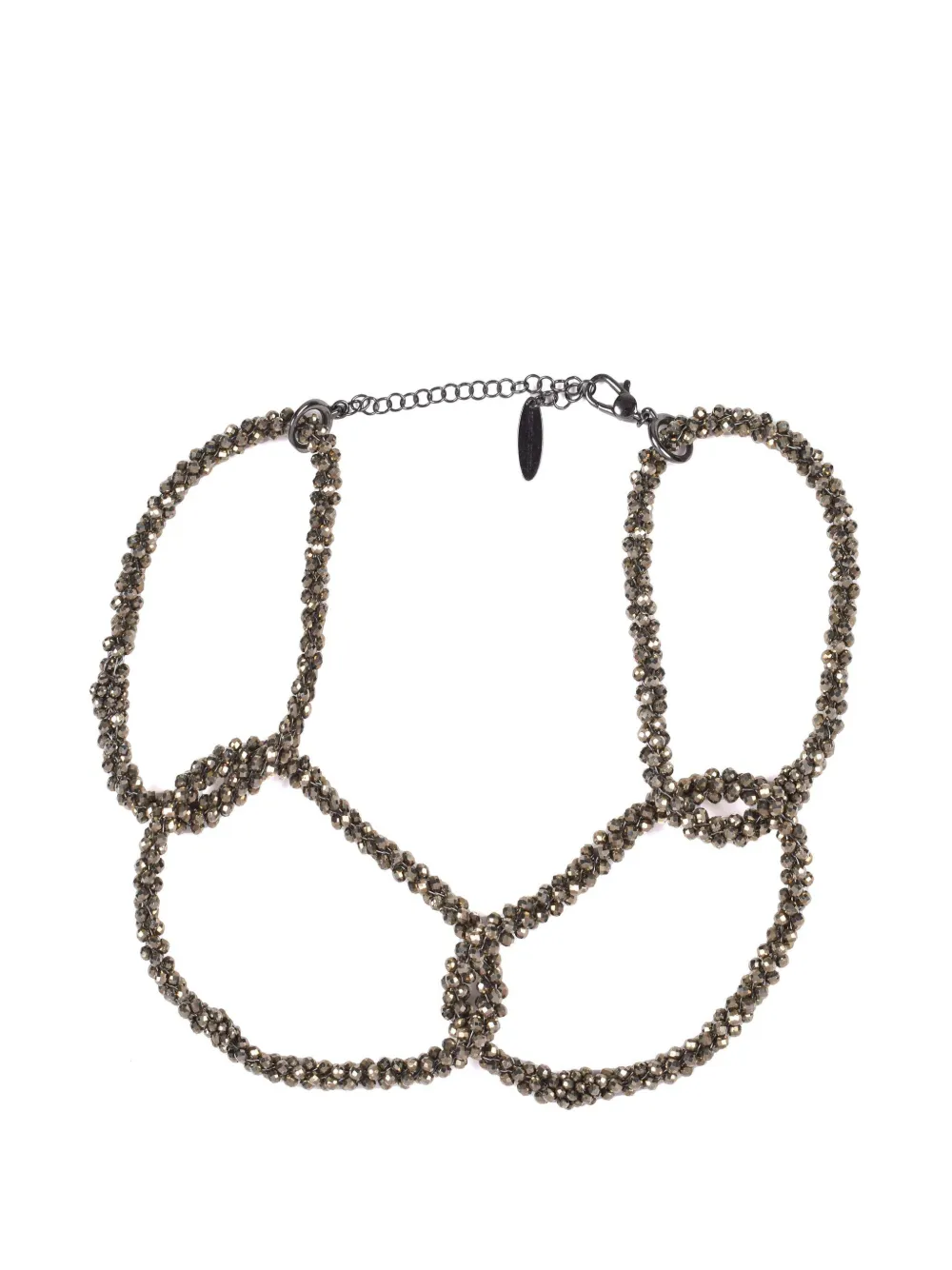 Brunello Cucinelli pyrite-beaded choker necklace - Grigio