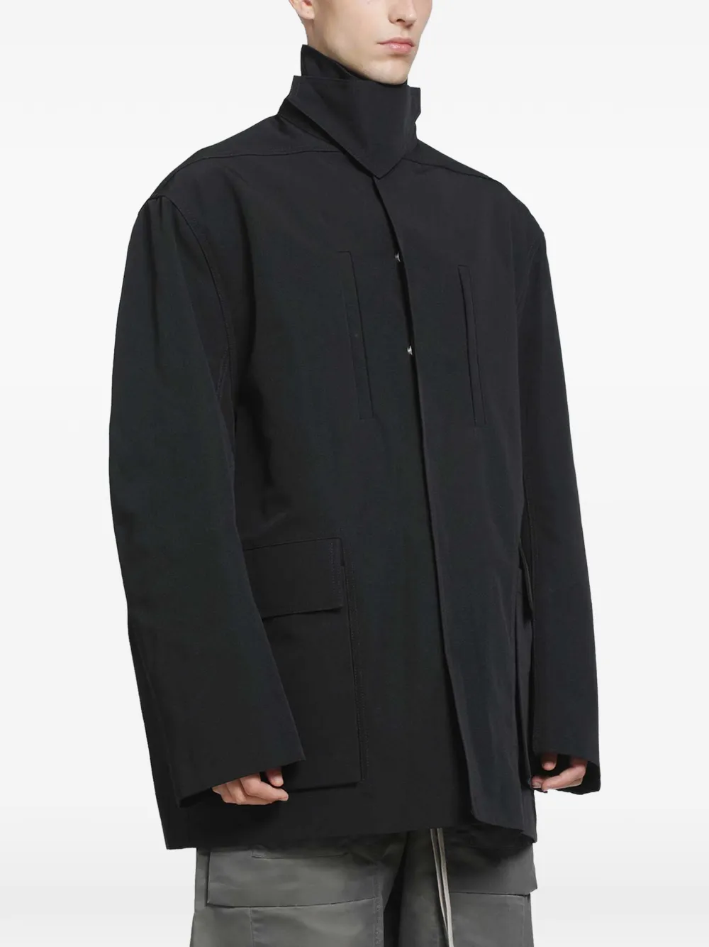 Rick Owens Tower high-neck coat Zwart